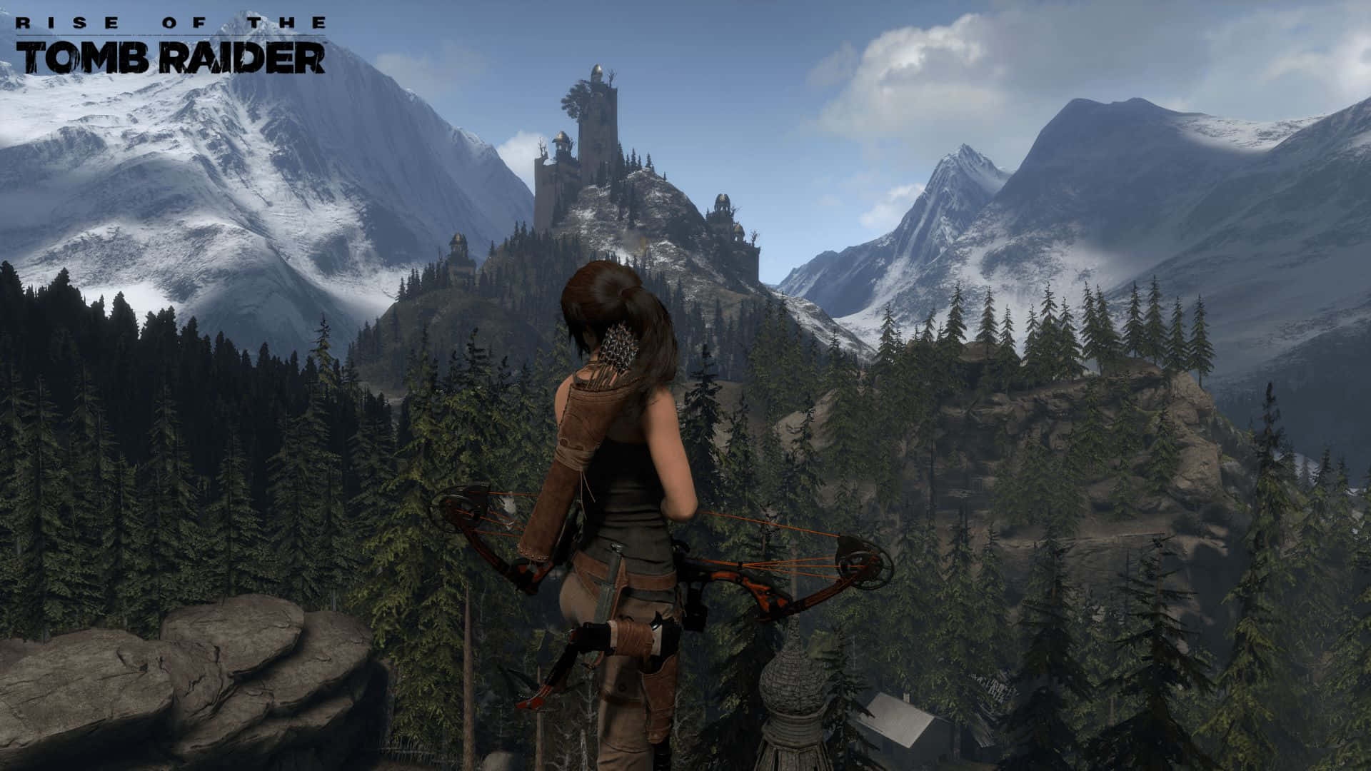 Lara Croft in Action - 1080p Rise of the Tomb Raider Background
