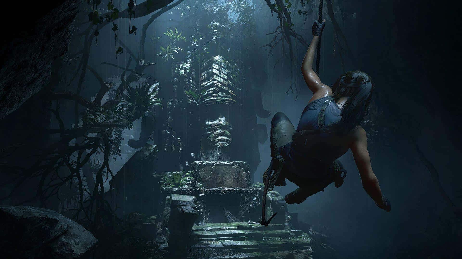 Lara Croft in action in the critically acclaimed Shadow of the Tomb Raider