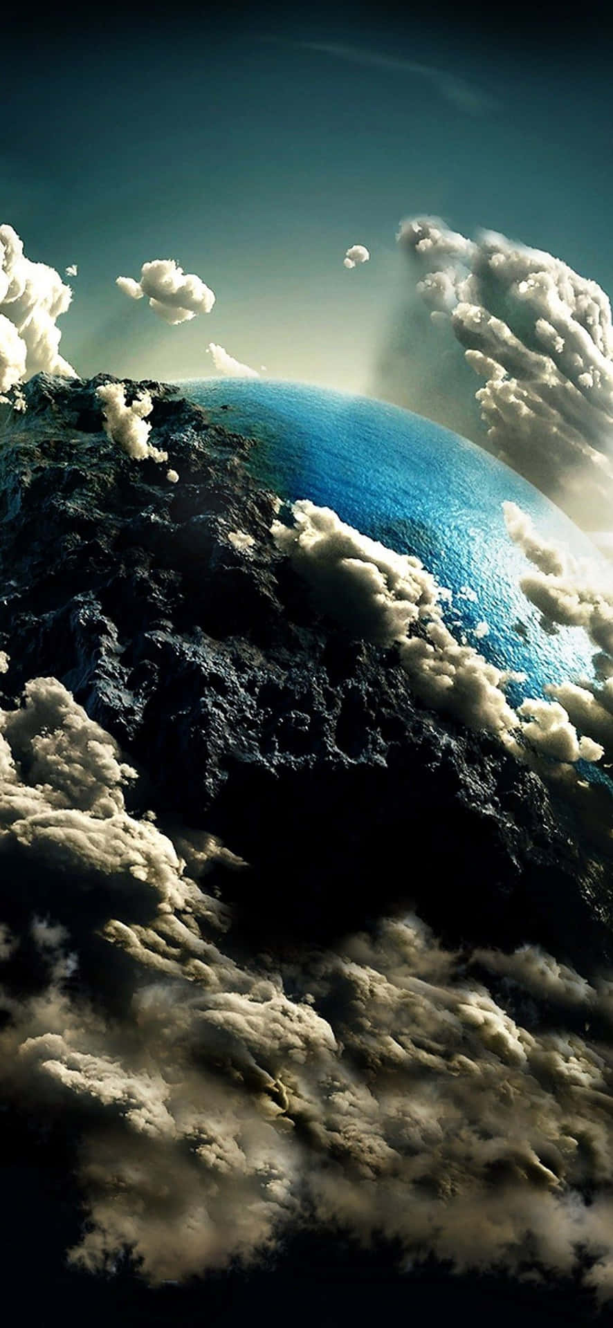 1080x2340 4k Earth In Clouds Digital Art Wallpaper