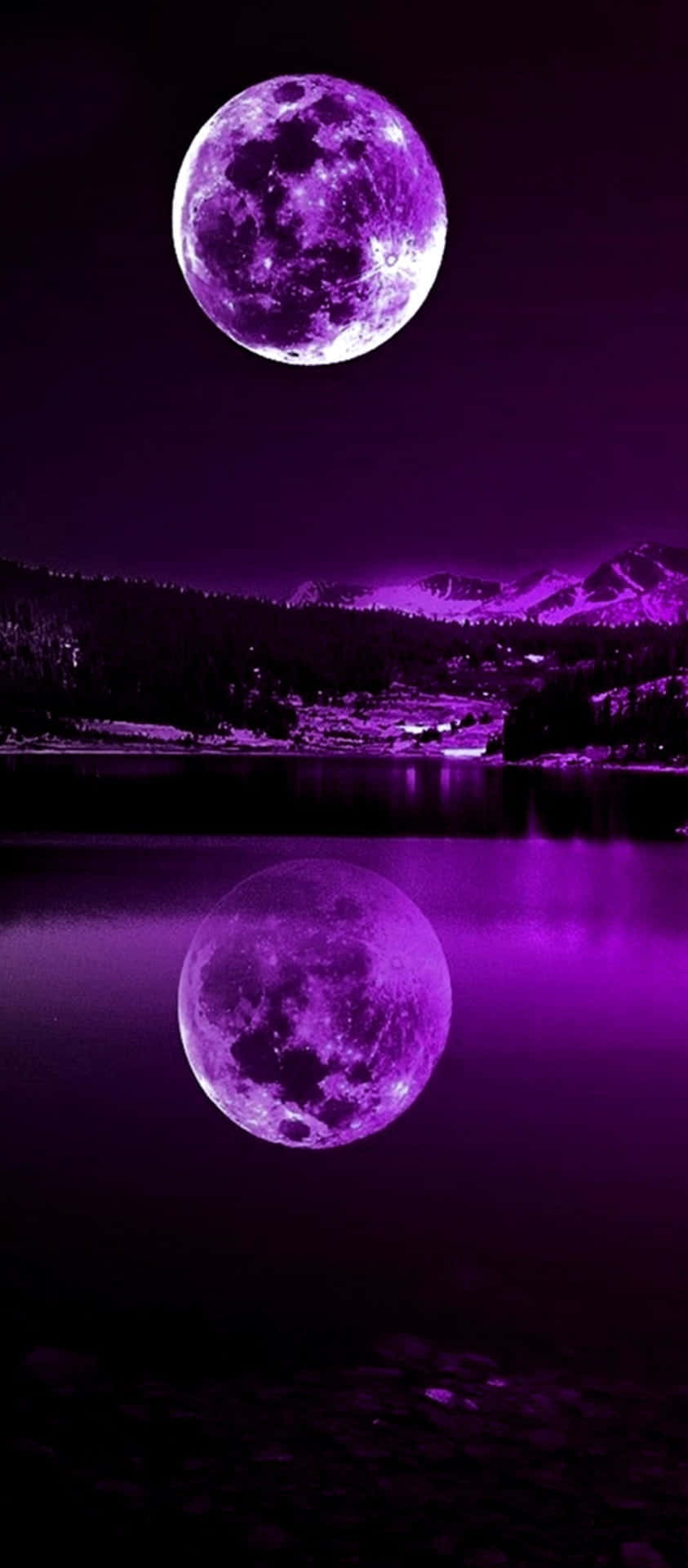 Purple Moon Reflected In Water Wallpaper