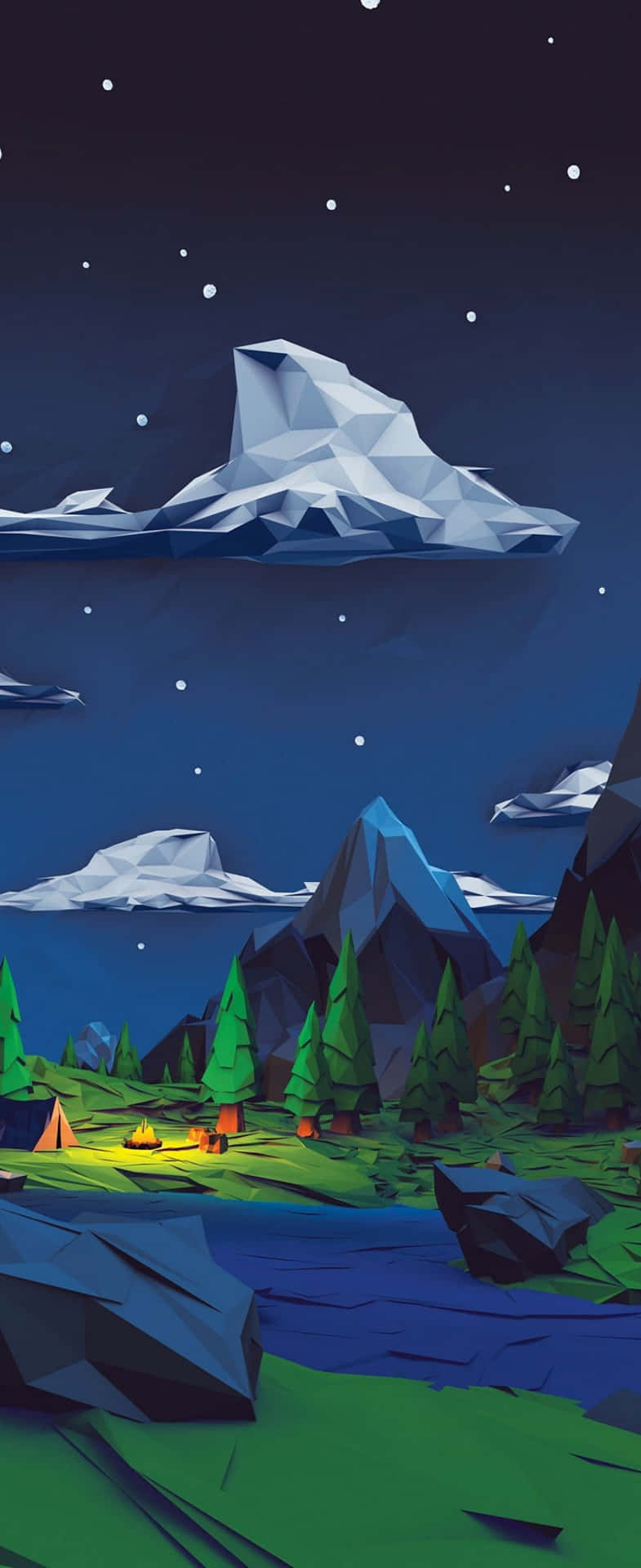 A Night Scene With Mountains And Clouds Wallpaper