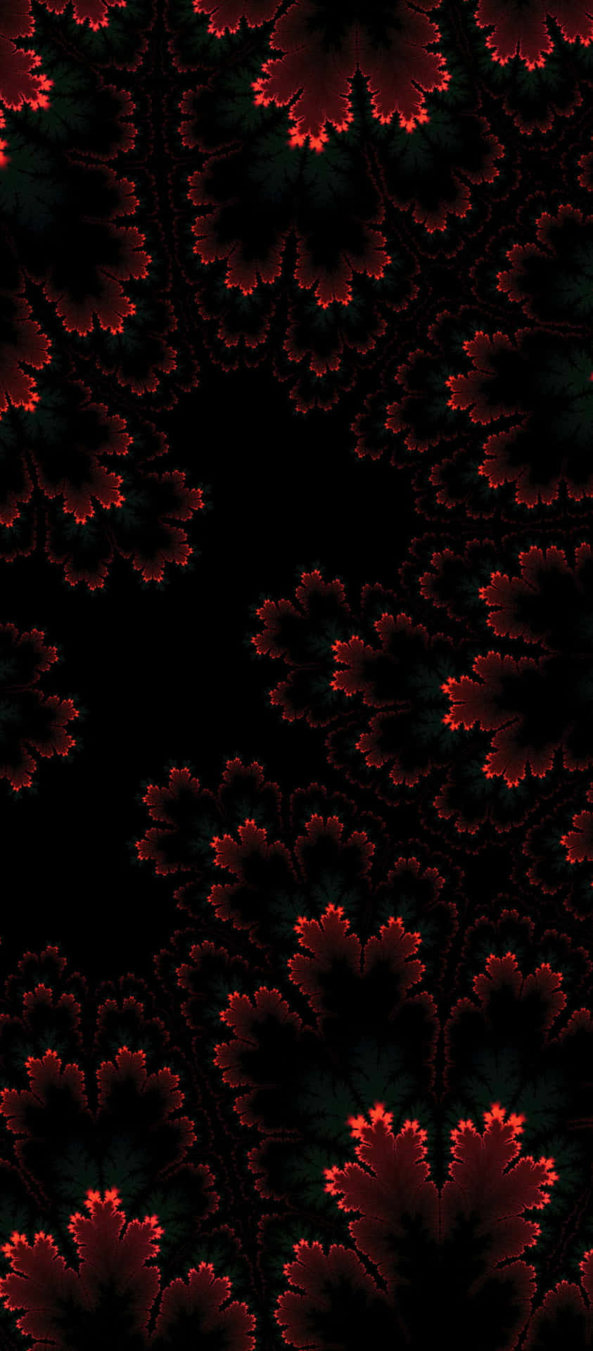 A Red And Green Abstract Pattern On A Black Background Wallpaper