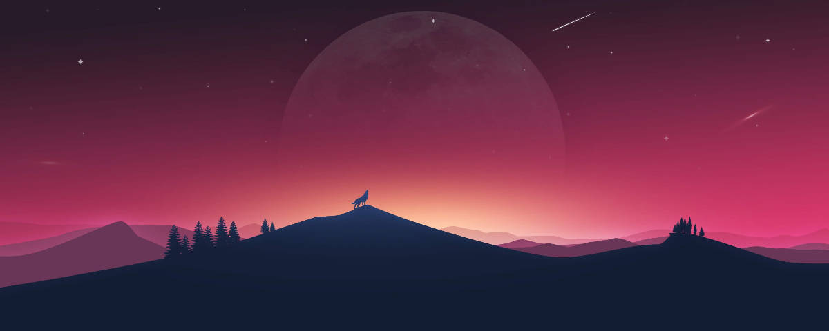 1200x480 Howling Wolf Picture