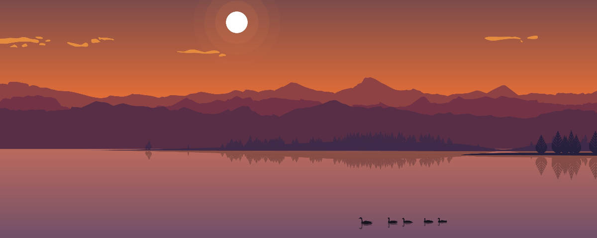 1200x480 Søen og solnedgang Tapet Wallpaper