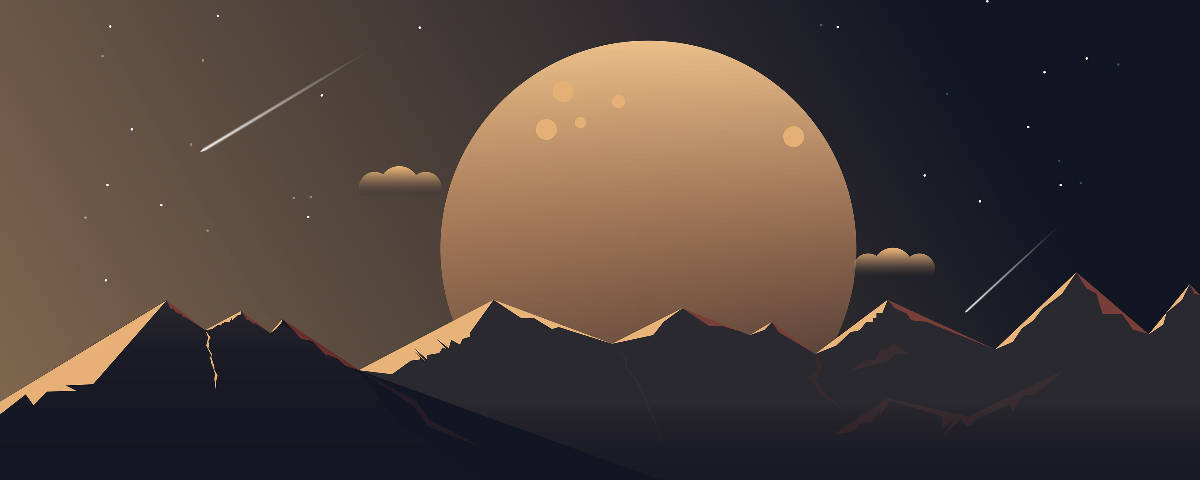 1200x480 Simple Moon Poly Wallpaper