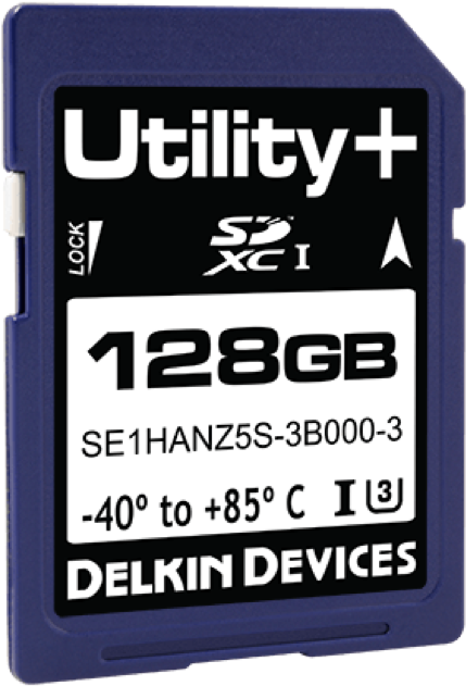 128 G B Delkin Utility S D X C Memory Card PNG