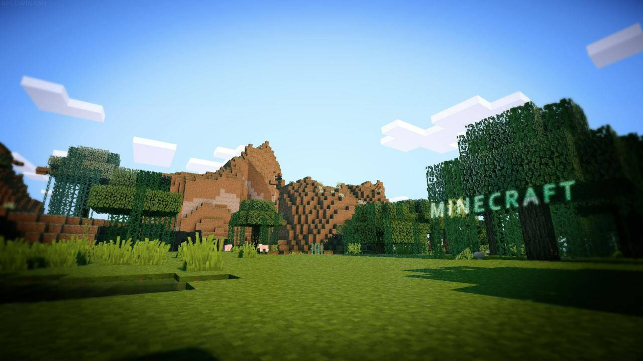 Minecraft Mountain Field Background