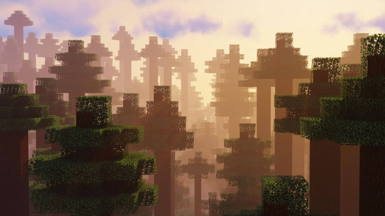 1280x720 Minecraft Pine Trees Background