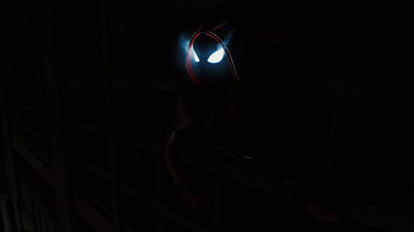 1366 X 768 Marvel Spiderman With Glowing Eyes Wallpaper