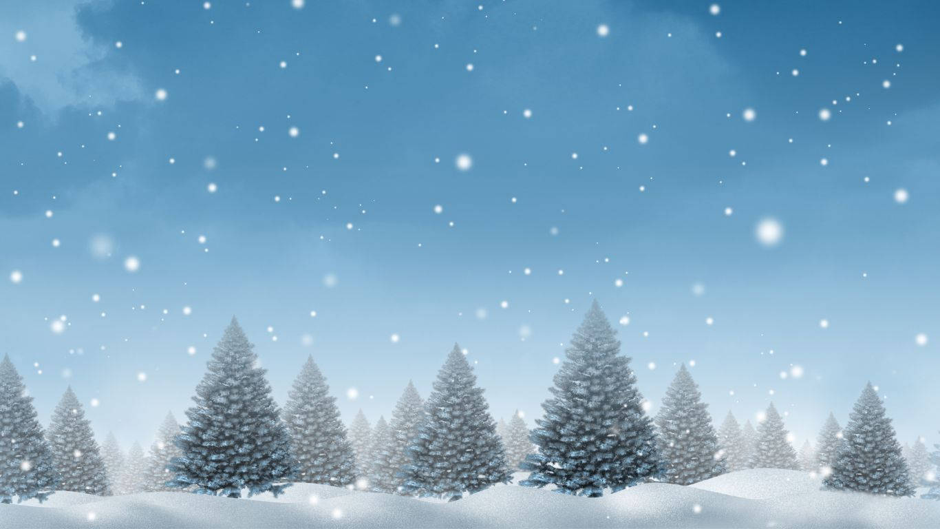 Nyd julescenen af et sneklædt landskab Wallpaper
