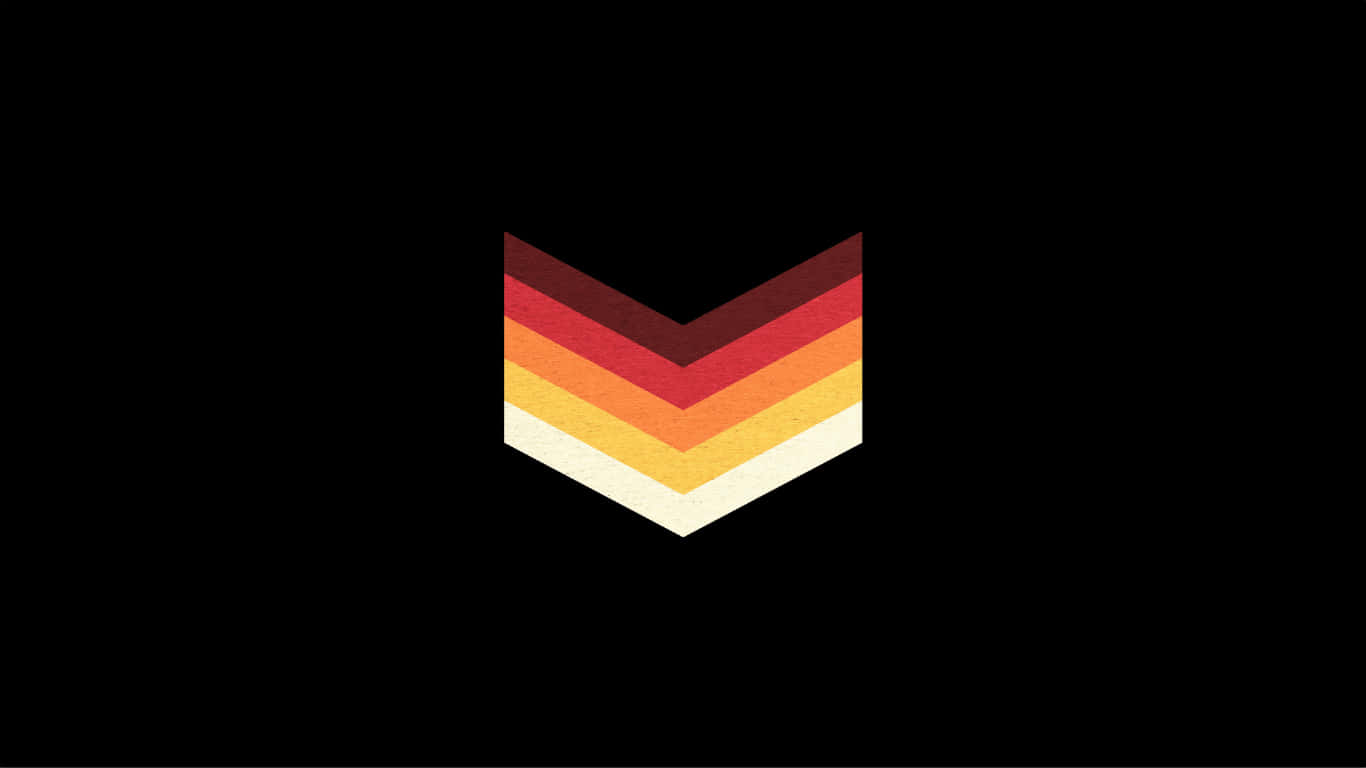 a logo with a chevron on a black background