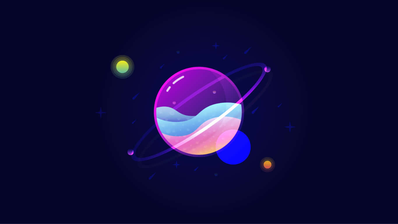 a colorful spaceship with a planet in the background