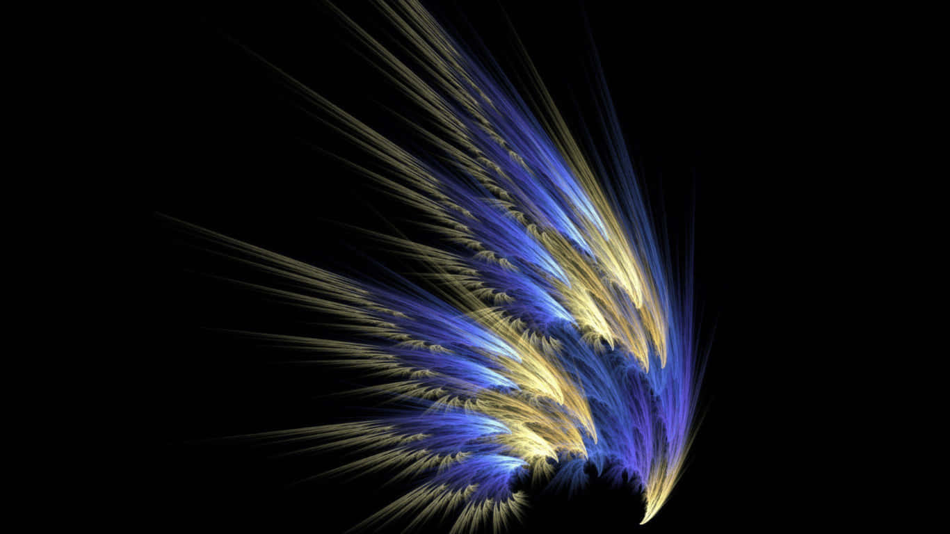 a blue and gold abstract wing