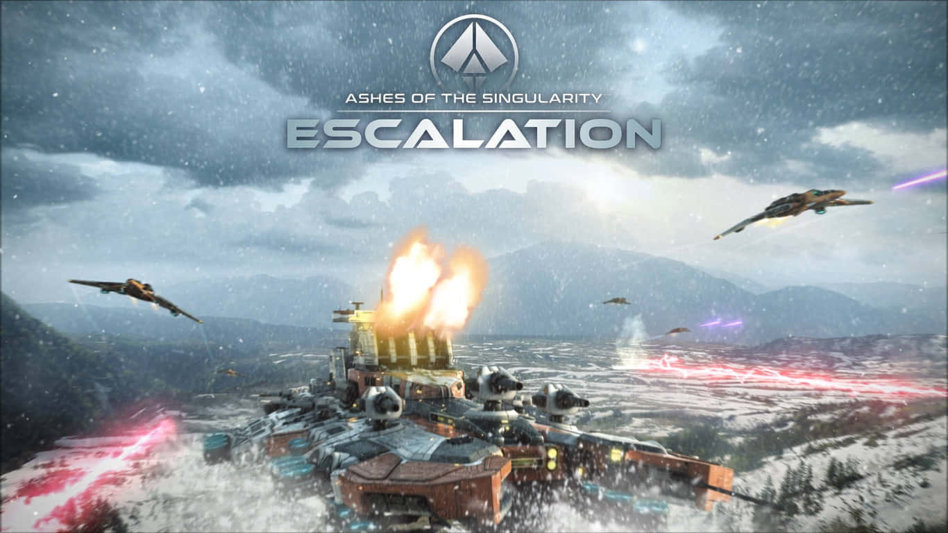 The Cover Of Escalation, With A Group Of Ships Flying In The Sky