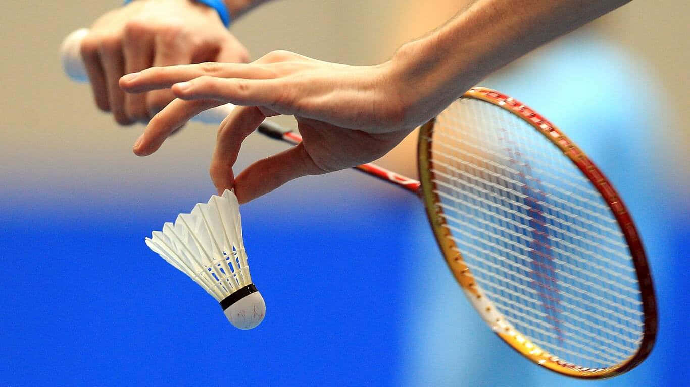 Duegiocatori Di Badminton Che Competono In Una Giornata Di Sole.