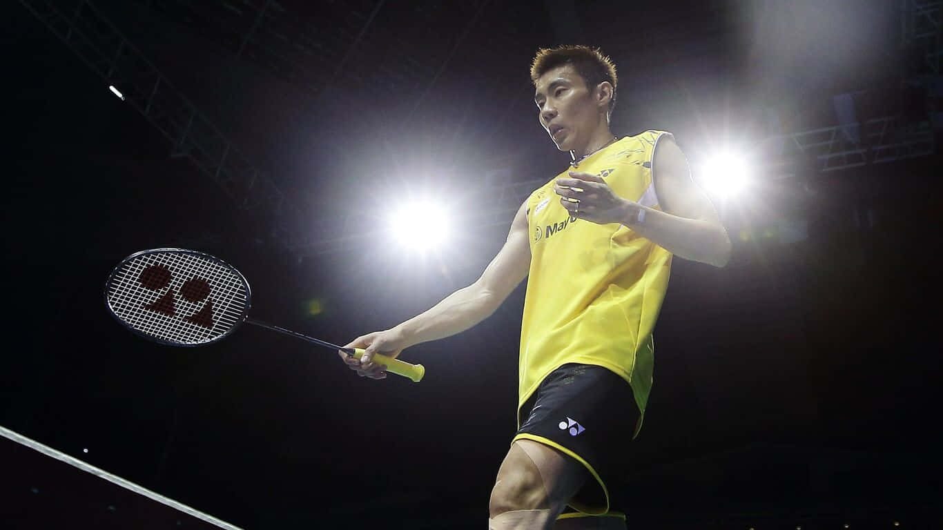 Two Badminton Athletes Competing in a Fast-Paced Match