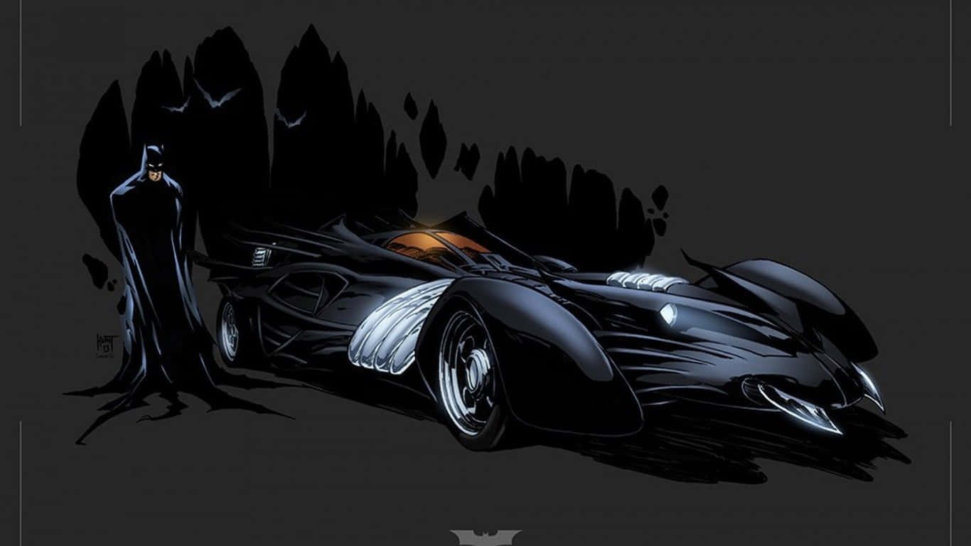 1366x768 Batmobile Background Black Shadows Background