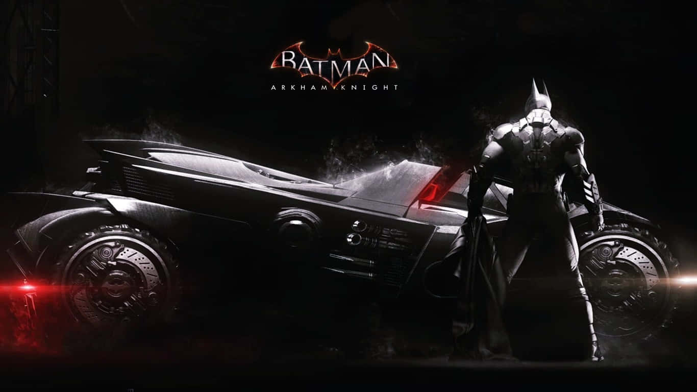 1366x768 Batmobile Background Arkham Knight