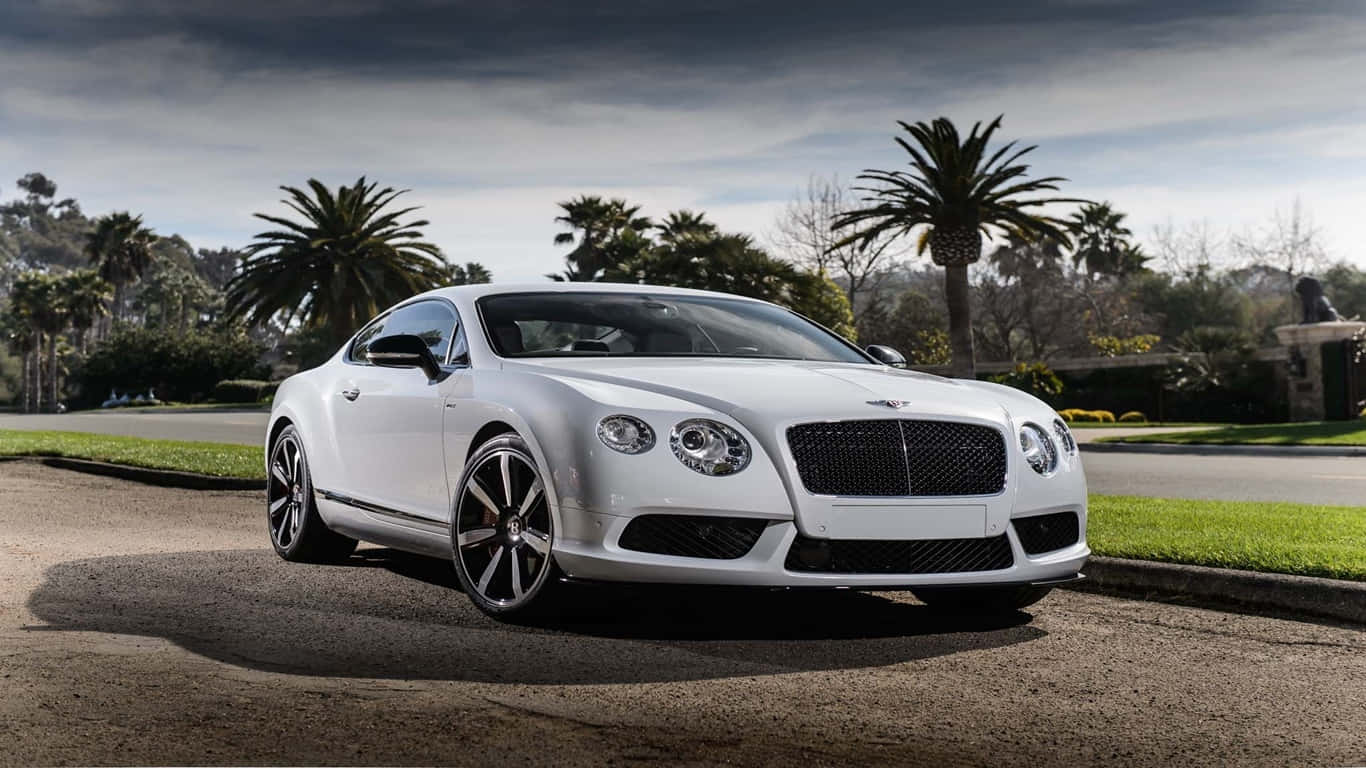 1366x768 Bentley Background Parked White 2014 Bentley Continental GT