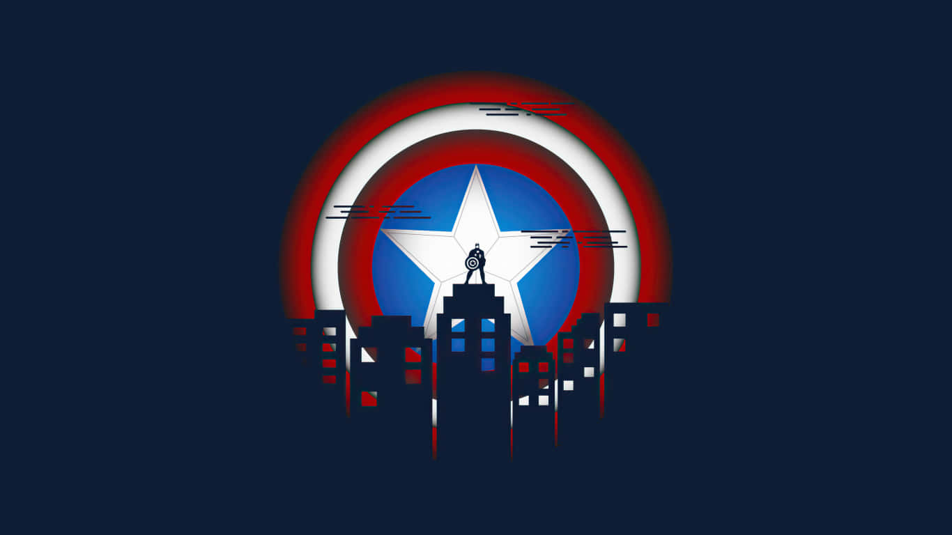 Sfondodi Captain America Con Edificio In Primo Piano In Formato 1366x768