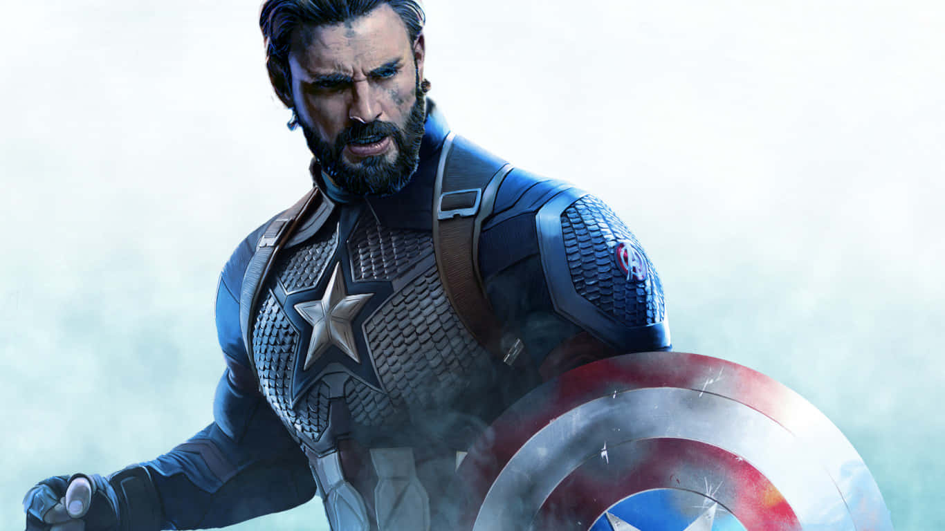 1366x768hintergrundbild Von Captain America In Blauem Anzug