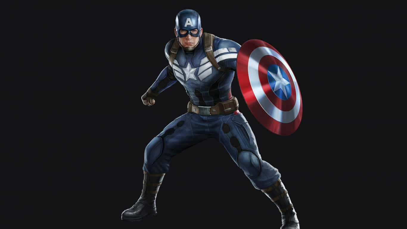 1366x768sfondo Di Captain America In Posizione Di Combattimento.