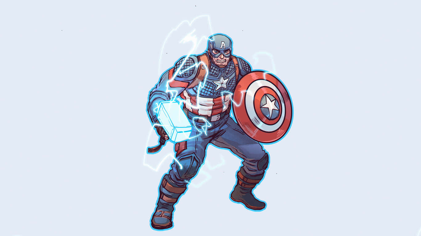 1366x768 Captain America Background Blue Hammer