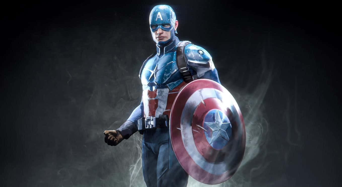 1366x768bakgrundsbild Med Captain America Och Vita Rökmoln.