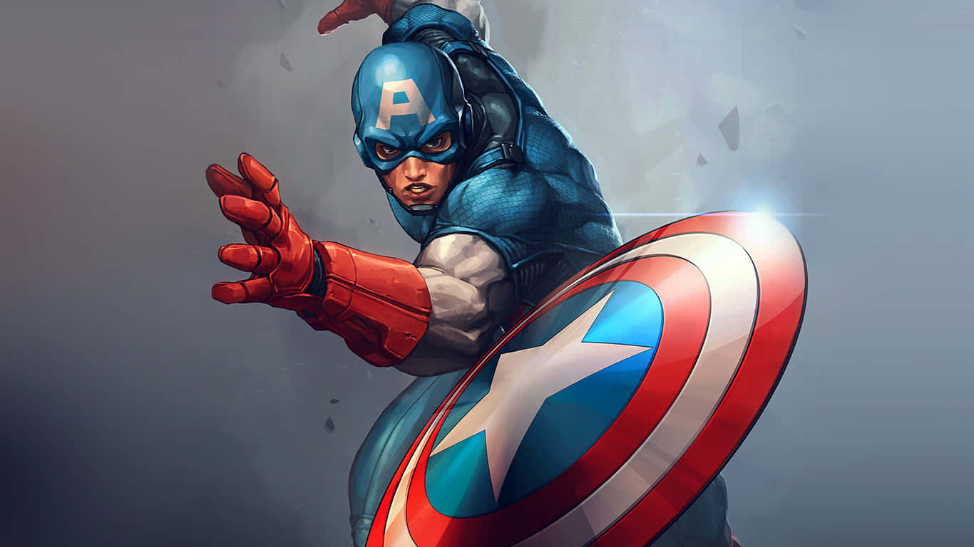 Sfondodi Captain America In Posizione Di Corsa Con Risoluzione 1366x768