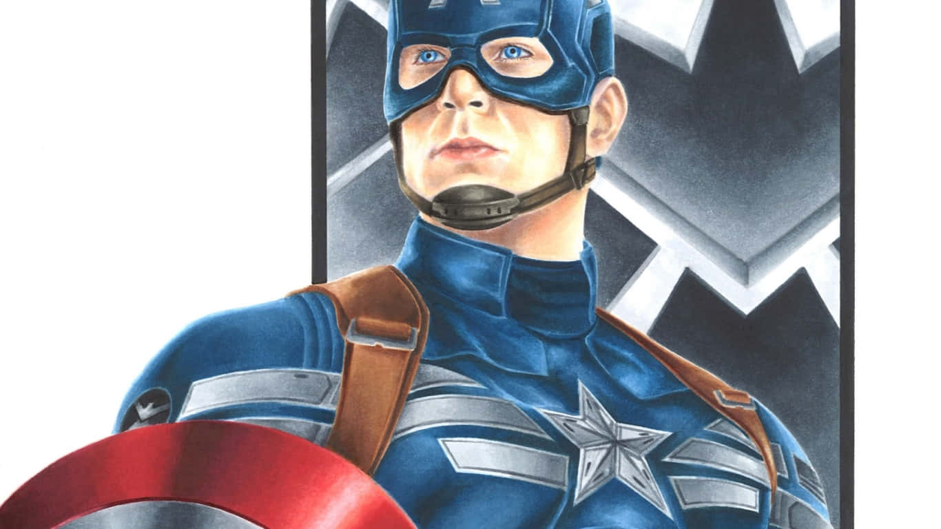 Sfondodi Captain America Con Simbolo Grigio A Risoluzione 1366x768.
