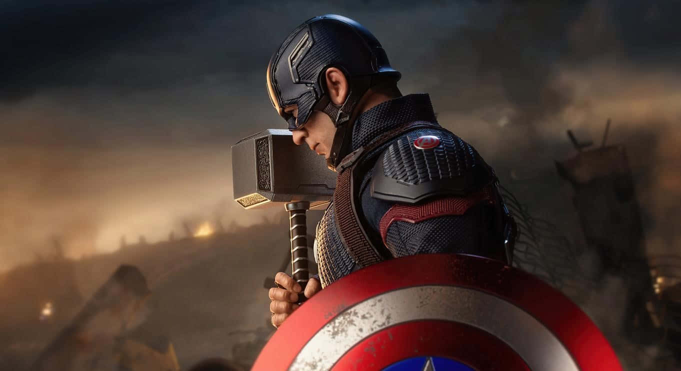 1366x768 Captain America Background Hammer