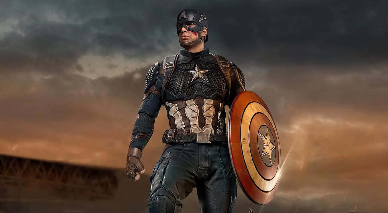 Sfondodi Captain America Con Scudo Scintillante, Dimensioni 1366x768.