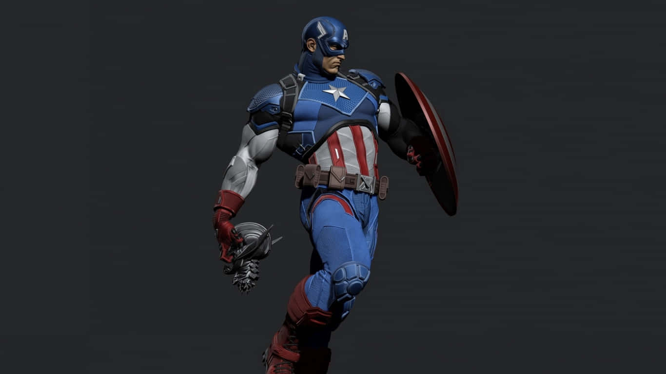 1366x768 Captain America Background Gray Skull