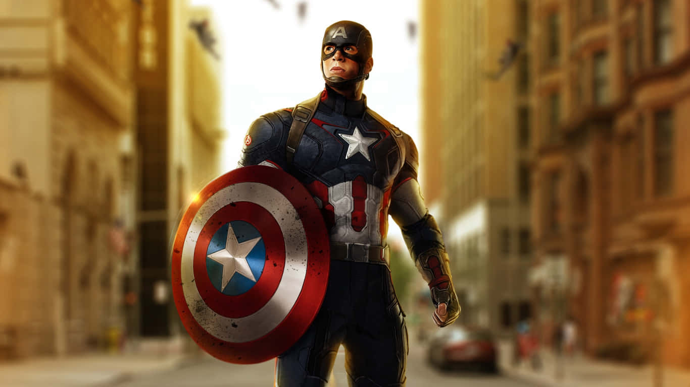 Sfondodi Captain America Shield Con Dimensioni 1366x768