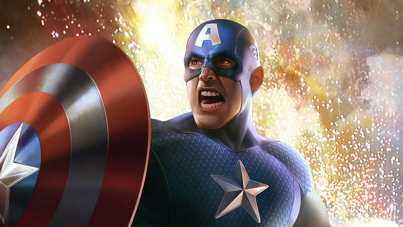 1366x768 Captain America Background Fired Up