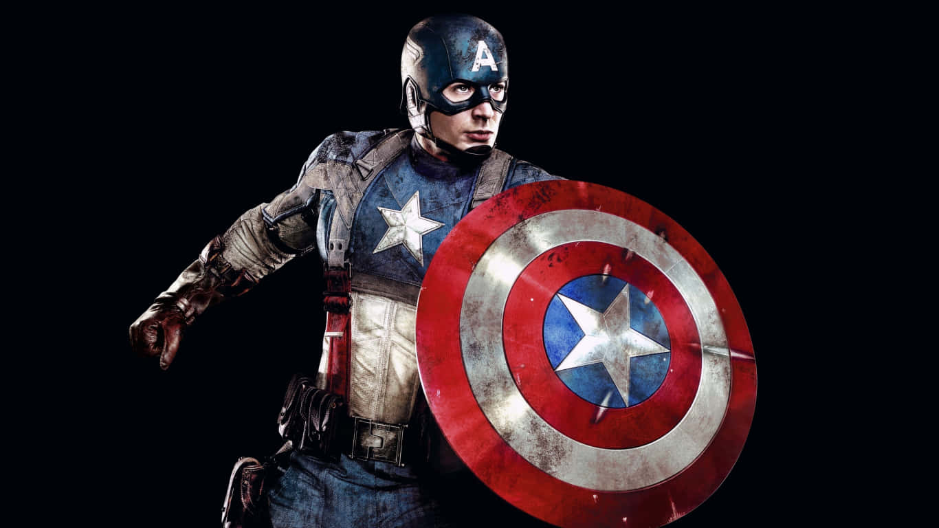 1366x768 Captain America Background Black Color