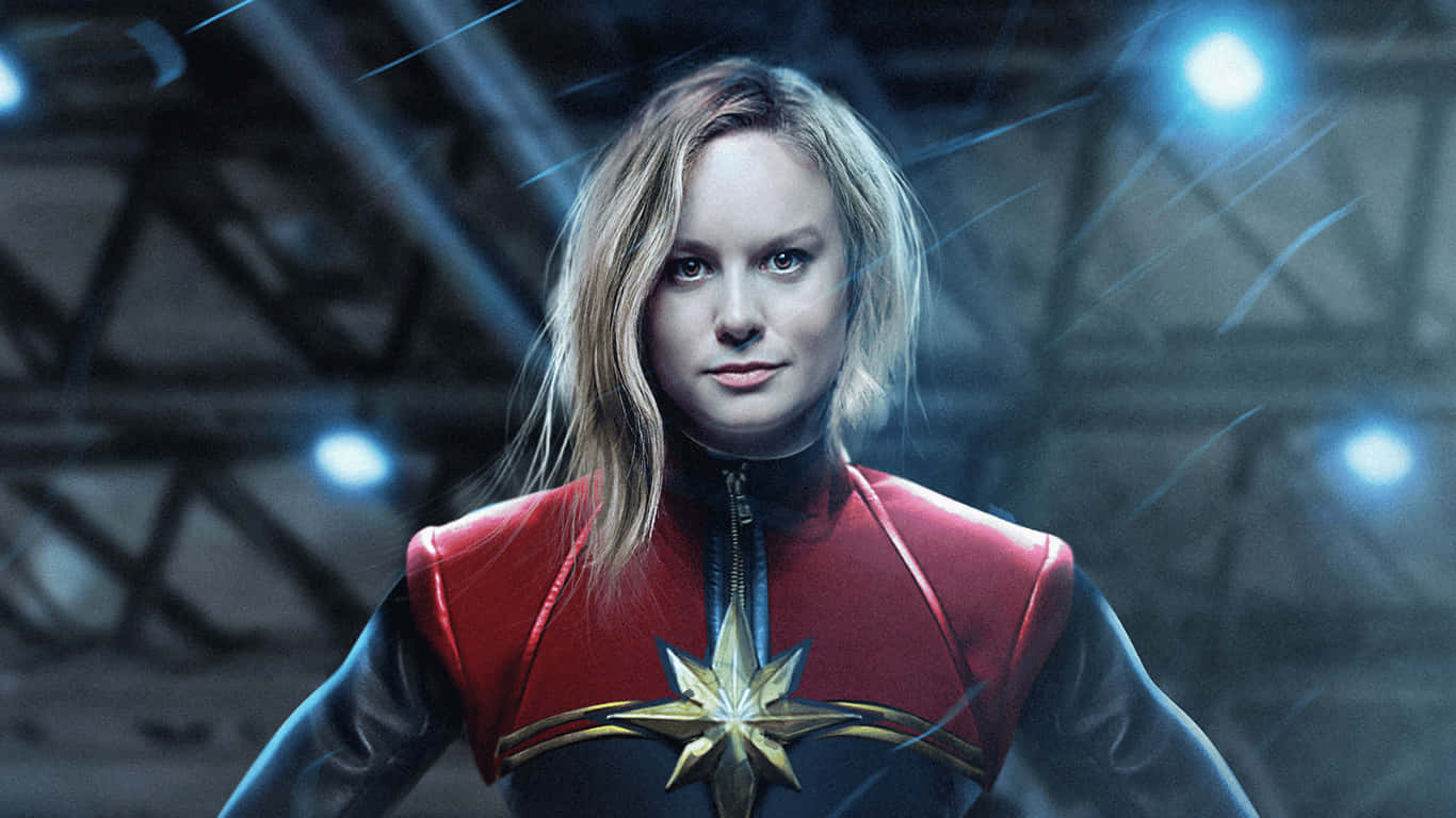 1366x768 Captain Marvel Background With Light Background