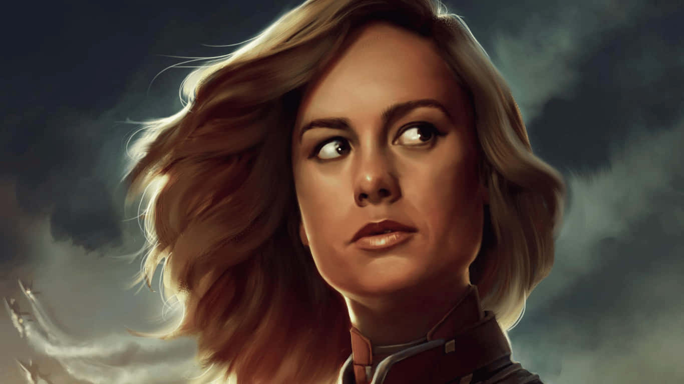 1366x768 Captain Marvel Background Staring Right Side Background