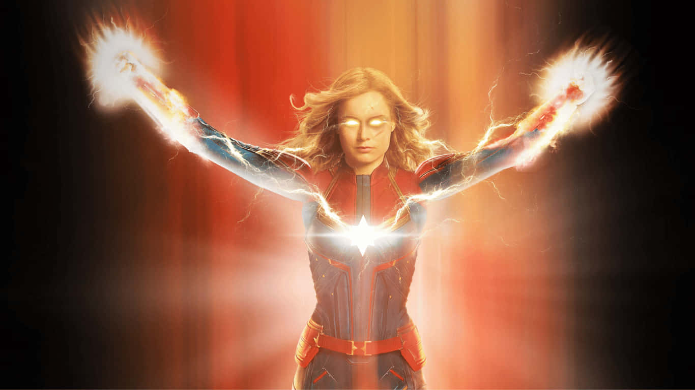 1366x768 Captain Marvel Background With Open Arm Background