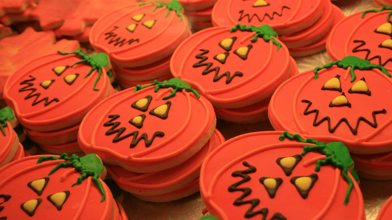 Halloween Cookies With Pumpkin Faces