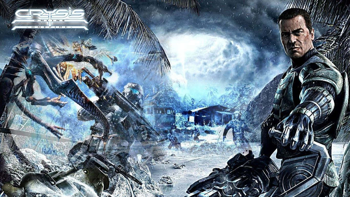1366x768 Crysis 3 Background Nomad Fighting With Cephs