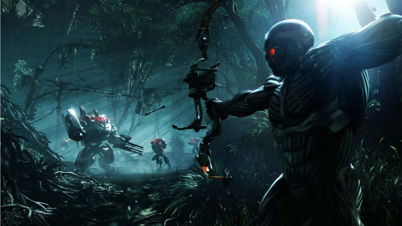 1366x768 Crysis 3 Background Prophet Shooting A Mech