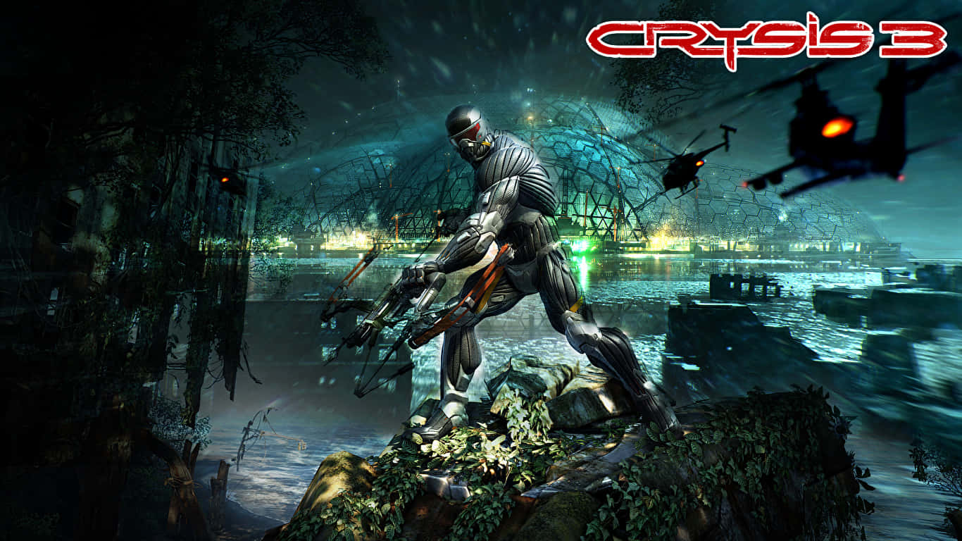 Sfondodi Crysis 3 Poster Del Gioco Con Prophet E Un Arco