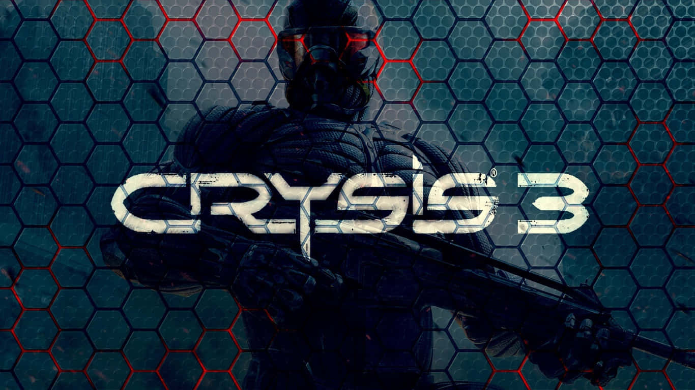 Fondode Pantalla De Crysis 3 Con Diseño De Hexágonos Y Título Del Juego En 1366x768 Píxeles.
