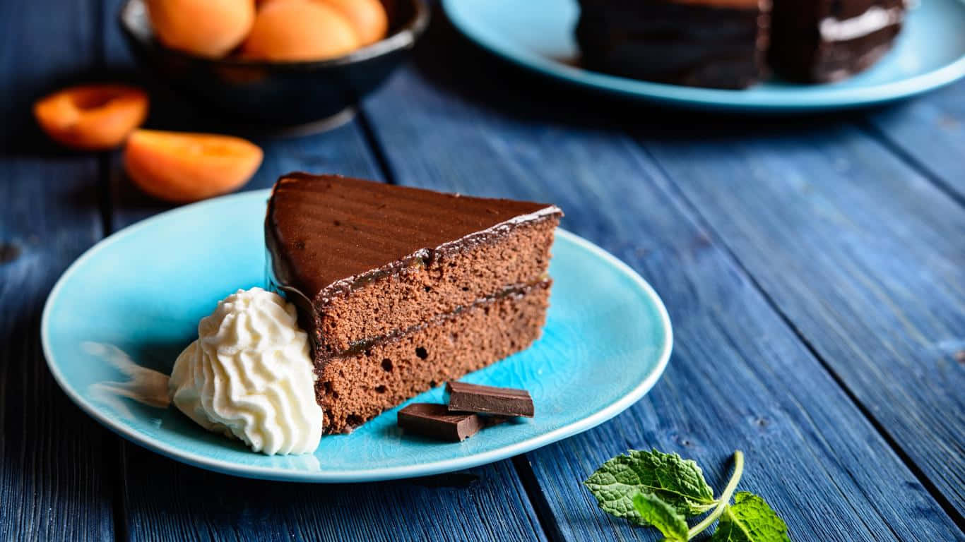 Chocolate Cake With Apricots And Ice Cream