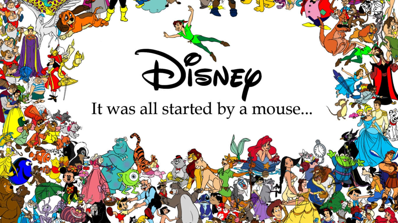 Various Cartoon Characters 1366x768 Disney Background Illustration