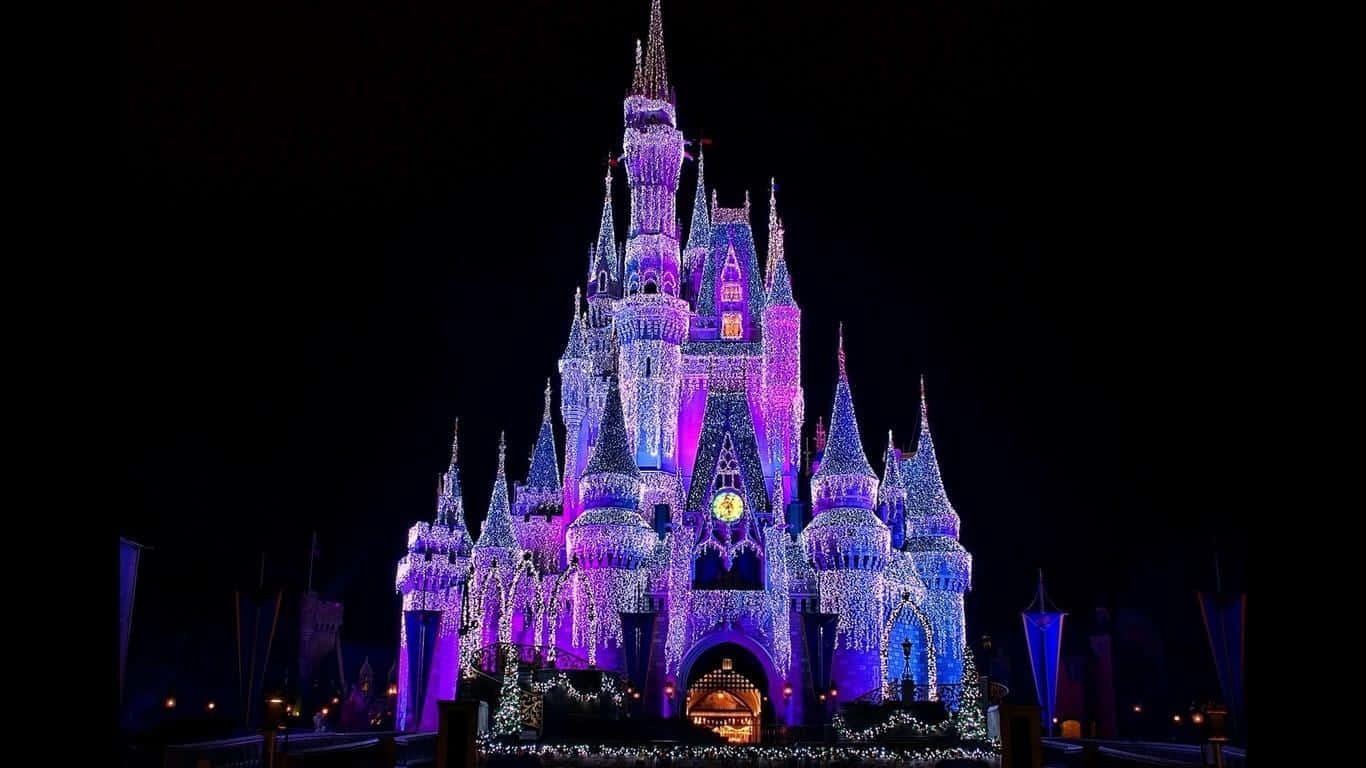 Purple Cinderella Castle 1366x768 Disney Background