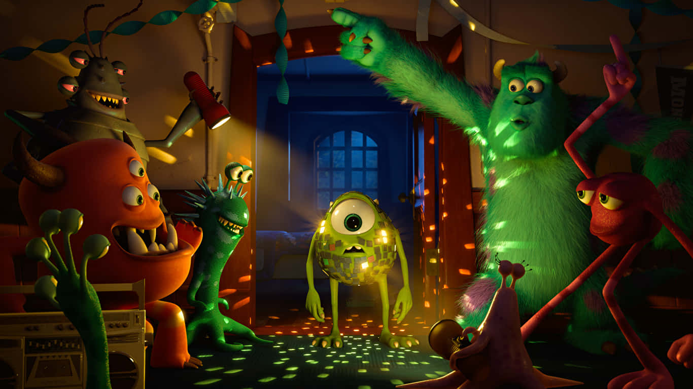Monsters University Mike With Disco Glitters 1366x768 Disney Background
