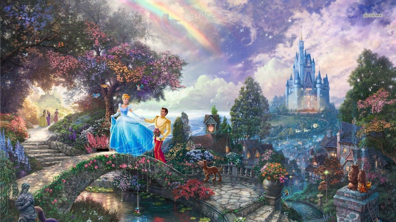 Cinderella And Prince Charming 1366x768 Disney Background Painting Background
