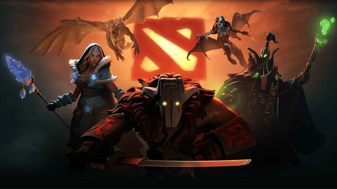 dota 2 - a group of characters standing in front of a dark background